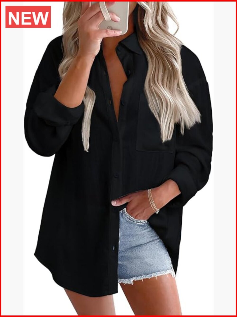 Cotton Linen Button Down Shirt Loose Fit V Neck Blouse